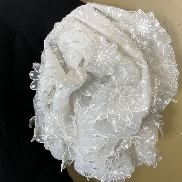 Victor Costa VTG 1980s Designer Black Cocktail Dress 3D Petal Puff Sleeves Sz 8 - Picture 3 of 9